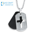 Moda personalizada metal en blanco acero inoxidable grabado sublimación lujo ejército militar personalizado dogtags collar con cadena de bolas